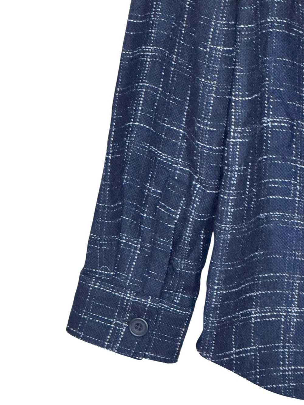 COS Navy Blue Wool Blend Grid Overshirt Jacket Relaxed Fit Size TP US XS S - Picture 6 of 11